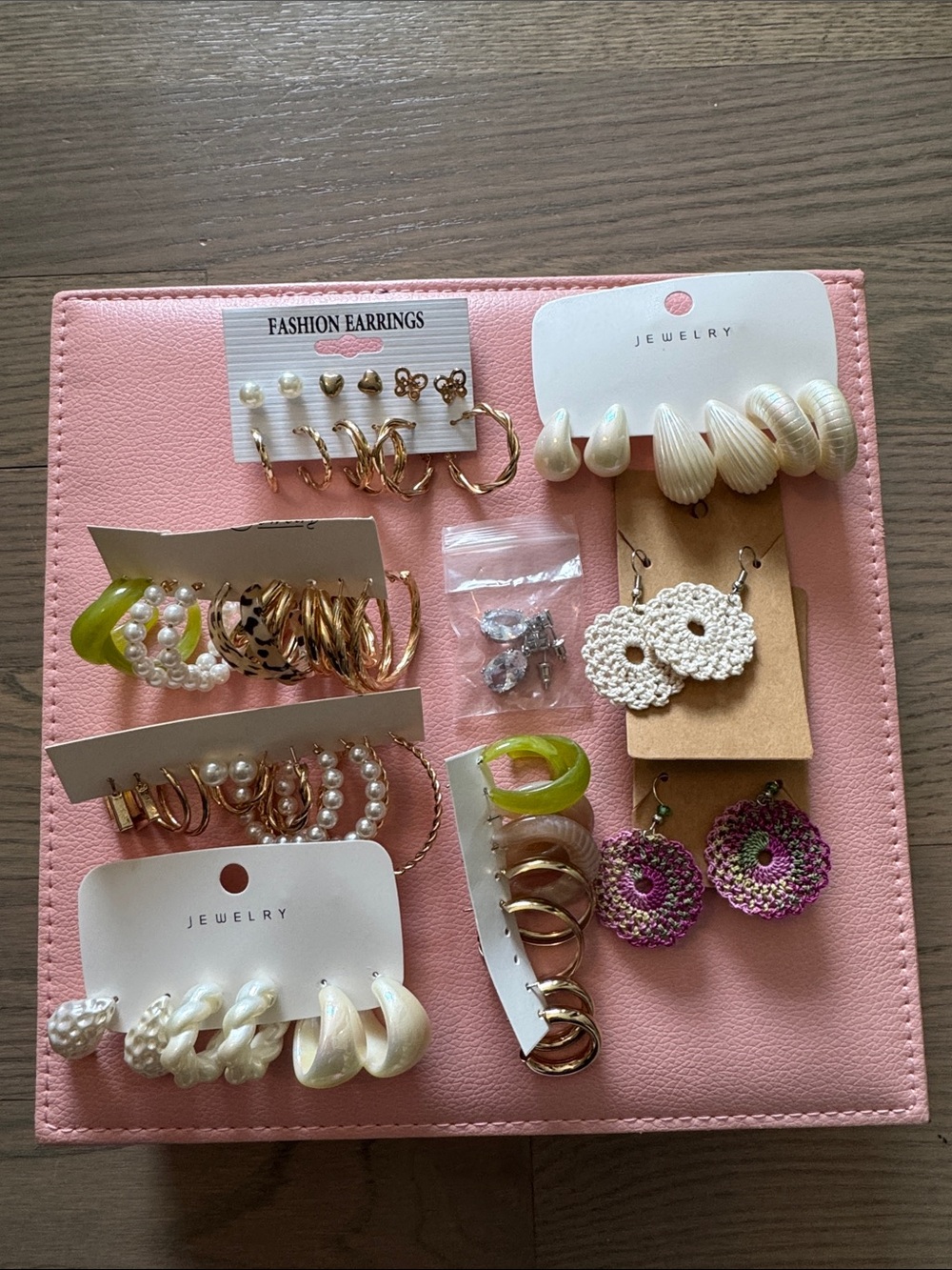Assorted Women's Earrings Set in White, Gold, Pink -